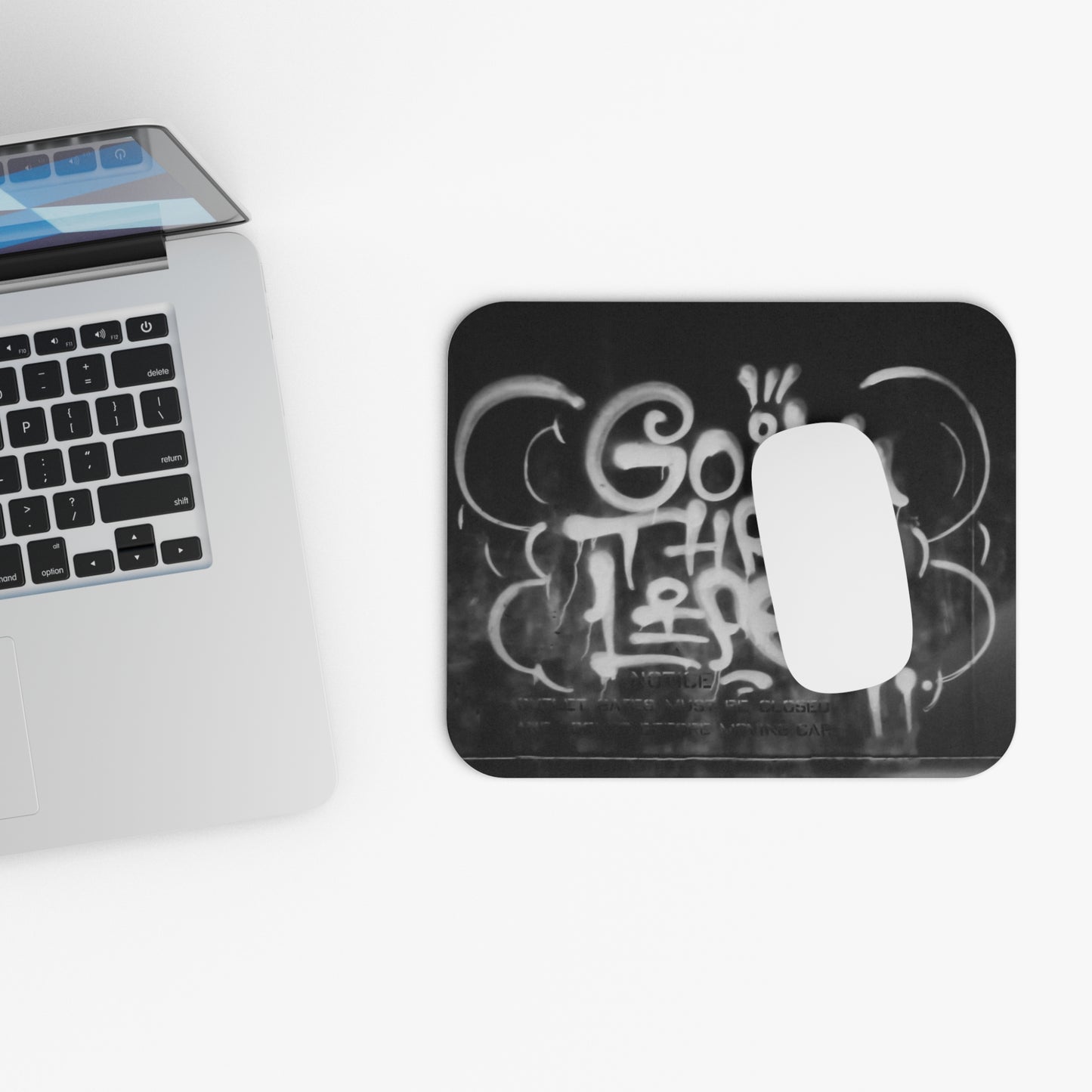 Goin' Thru Life Graffiti Mouse Pad — Black Urban Desk Mat
