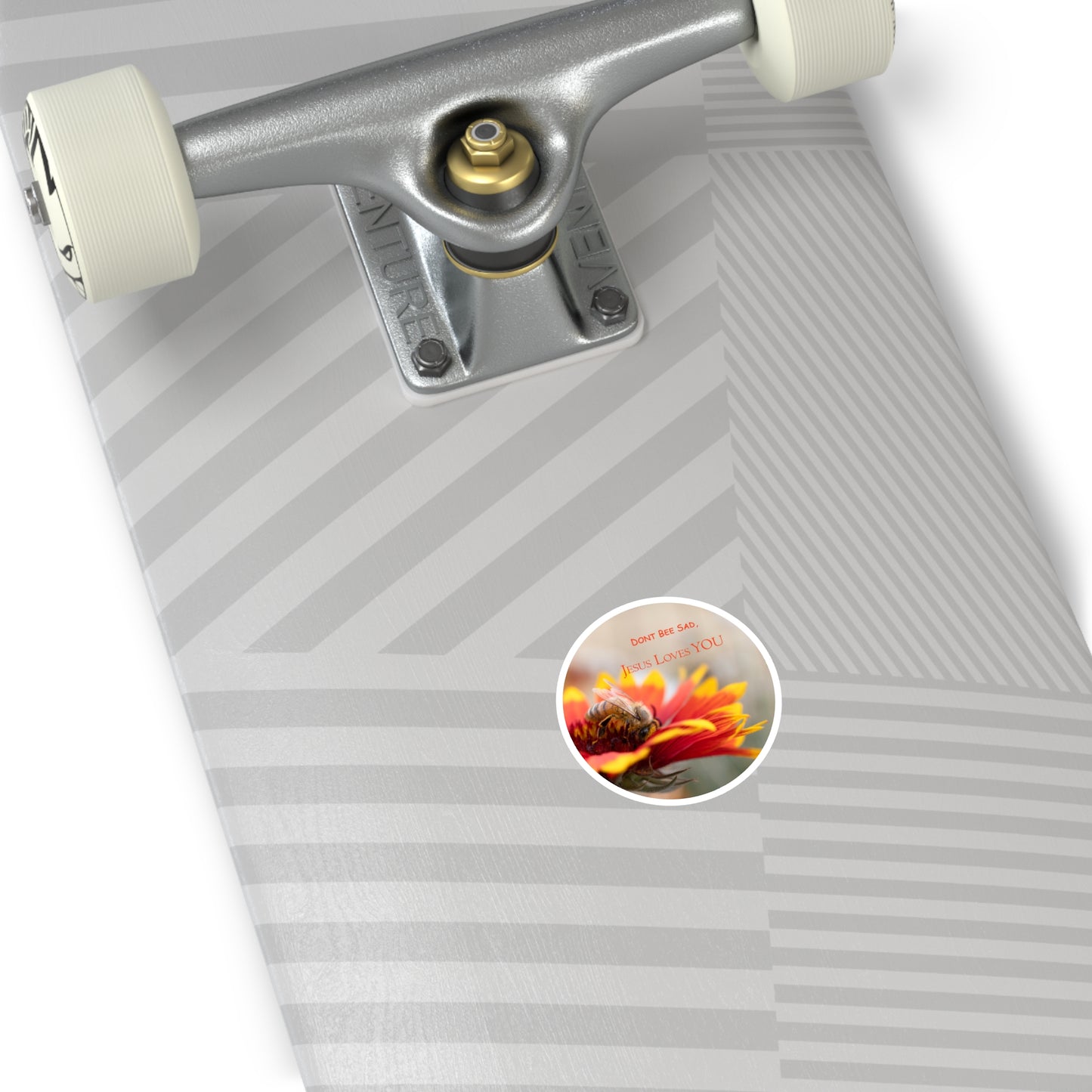 Inspirational Bee Sticker — "Dont Bee Sad, Jesus Loves You" Round Sticker