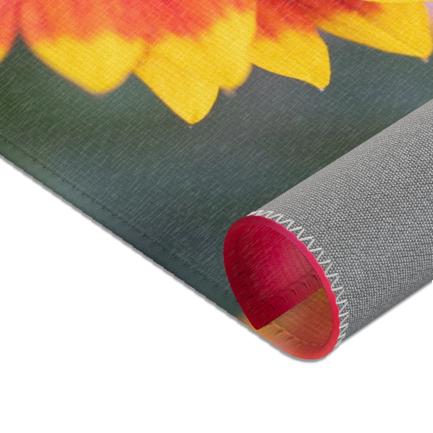 Floral Sunburst Area Rug — Vibrant Red & Yellow Gaillardia Accent Rug