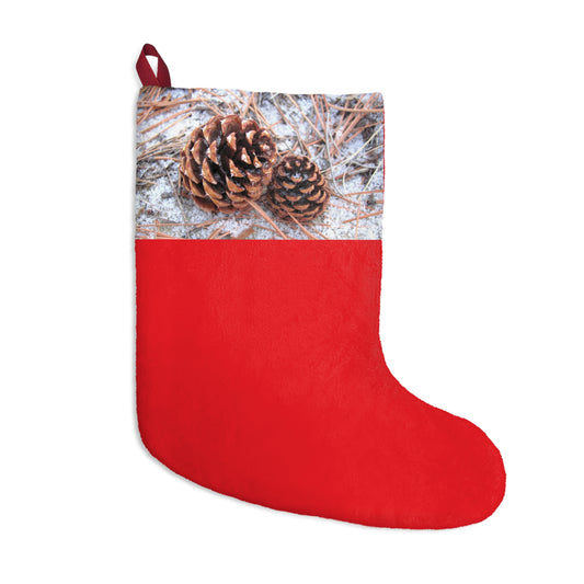 Red Pinecone Christmas Stocking – Pinecone Holiday Stocking for Mantel