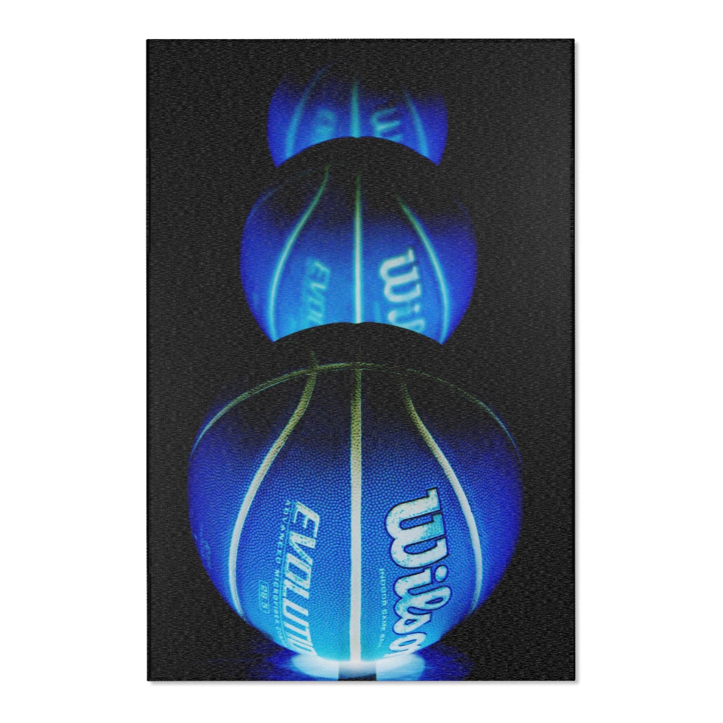 Blue Glow Basketball Area Rug — Wilson Logo Sports Room Accent Rug