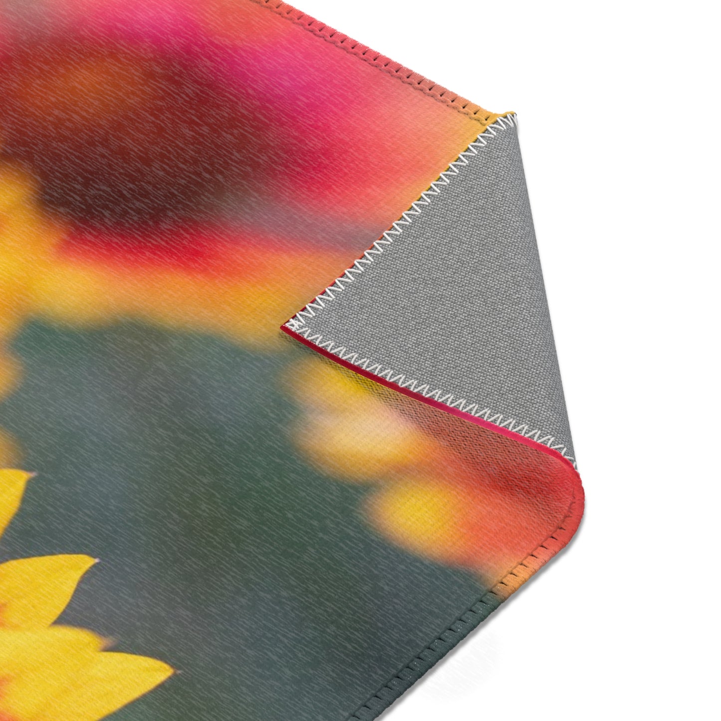 Floral Sunburst Area Rug — Vibrant Red & Yellow Gaillardia Accent Rug