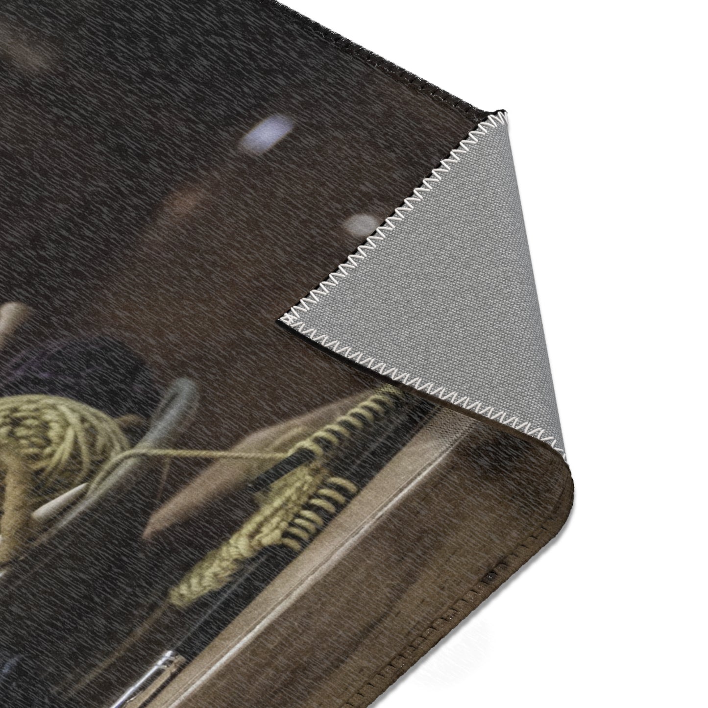 Knitted Yarn & Needles Area Rug - Cozy Crafting Home Decor