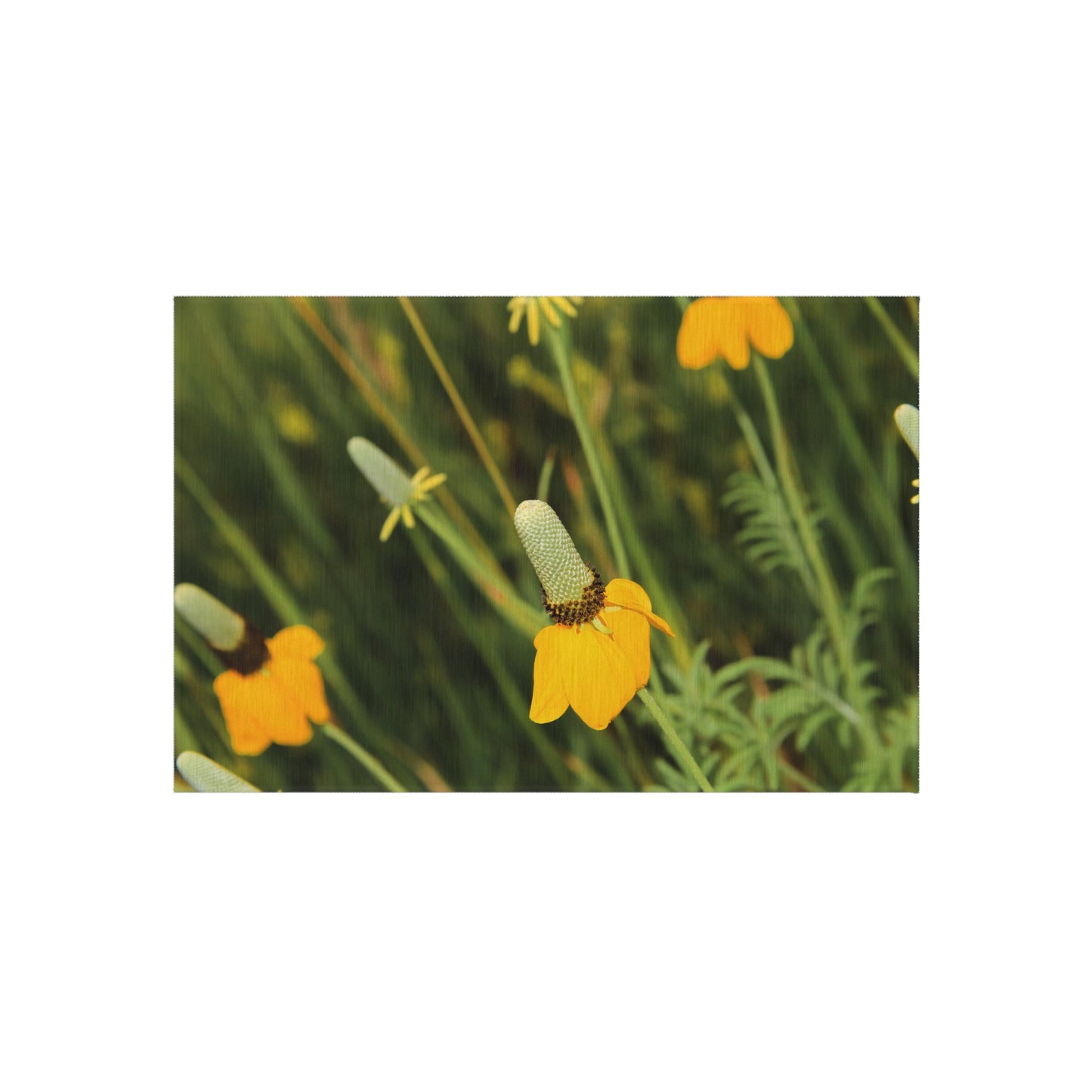 Yellow Wildflower Outdoor Rug — Floral Patio Mat for Porch & Garden