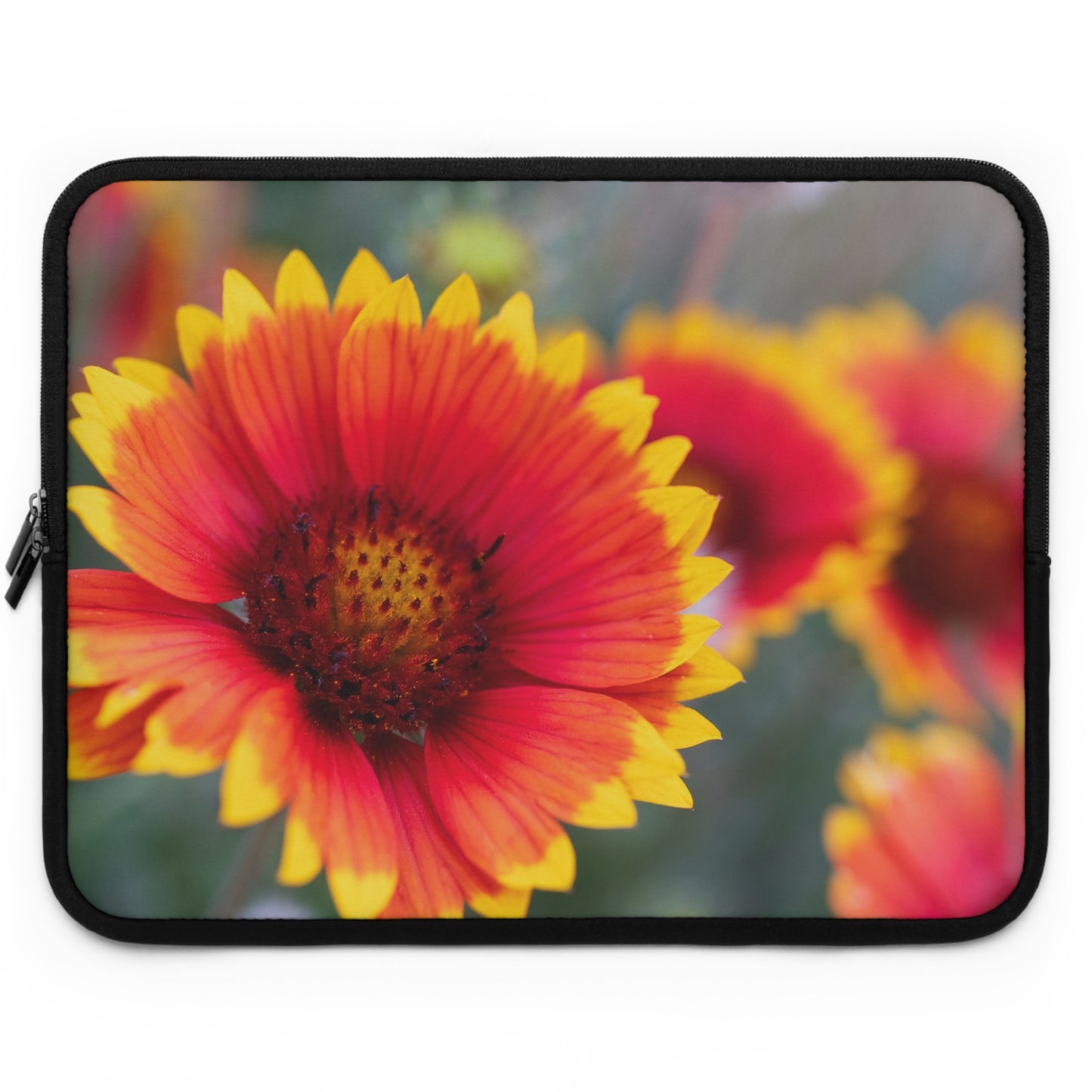 Floral Gaillardia Laptop Sleeve — Bright Red & Yellow Wildflower Protective Case