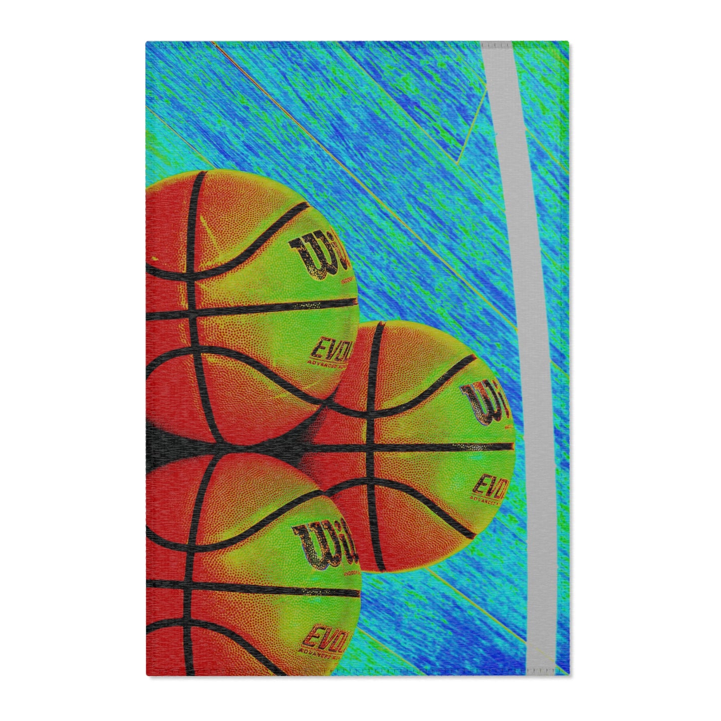 Basketball Court Area Rug — Colorful Sports Playroom Accent Rug