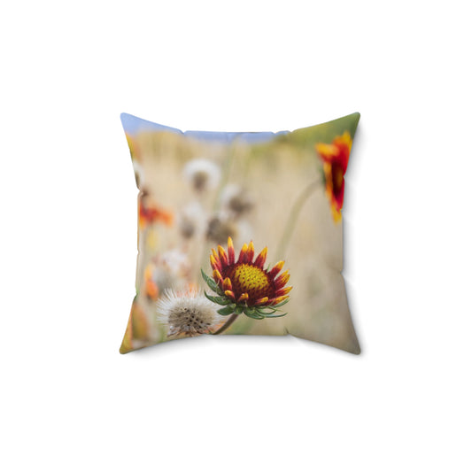 Wildflower Photo Throw Pillow — Gaillardia Garden Floral Accent Cushion