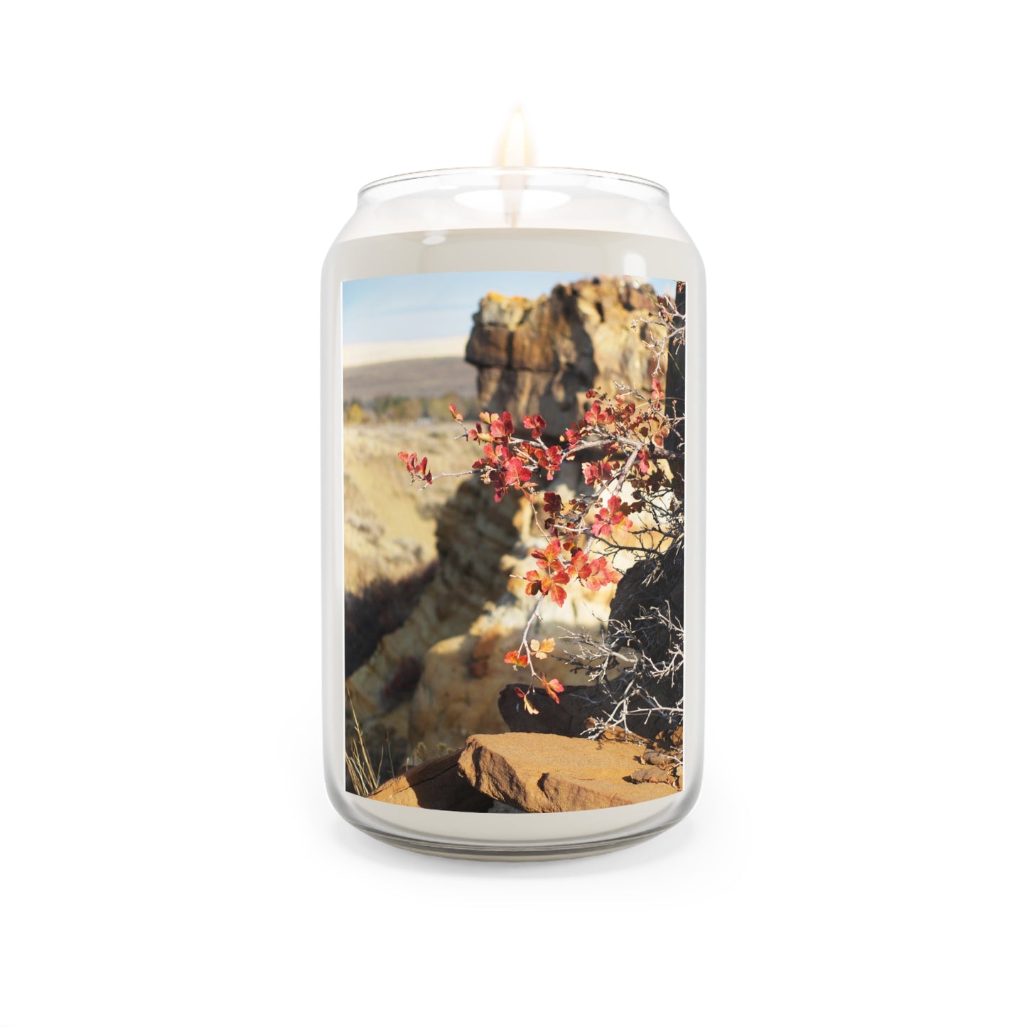 Autumn Canyon Soy Candle — 13.75oz Scented Jar (Fall Leaves & Desert Scenery)