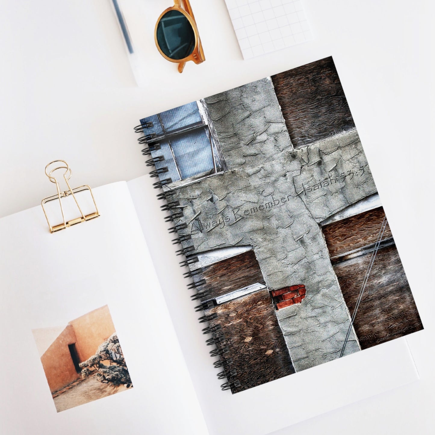Grunge Window Cross Spiral Notebook — 'Always Remember' Ruled Journal