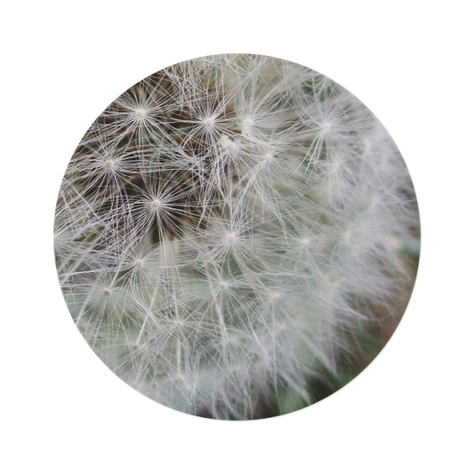 Dandelion Close-Up Round Rug — Soft Botanical Floor Mat