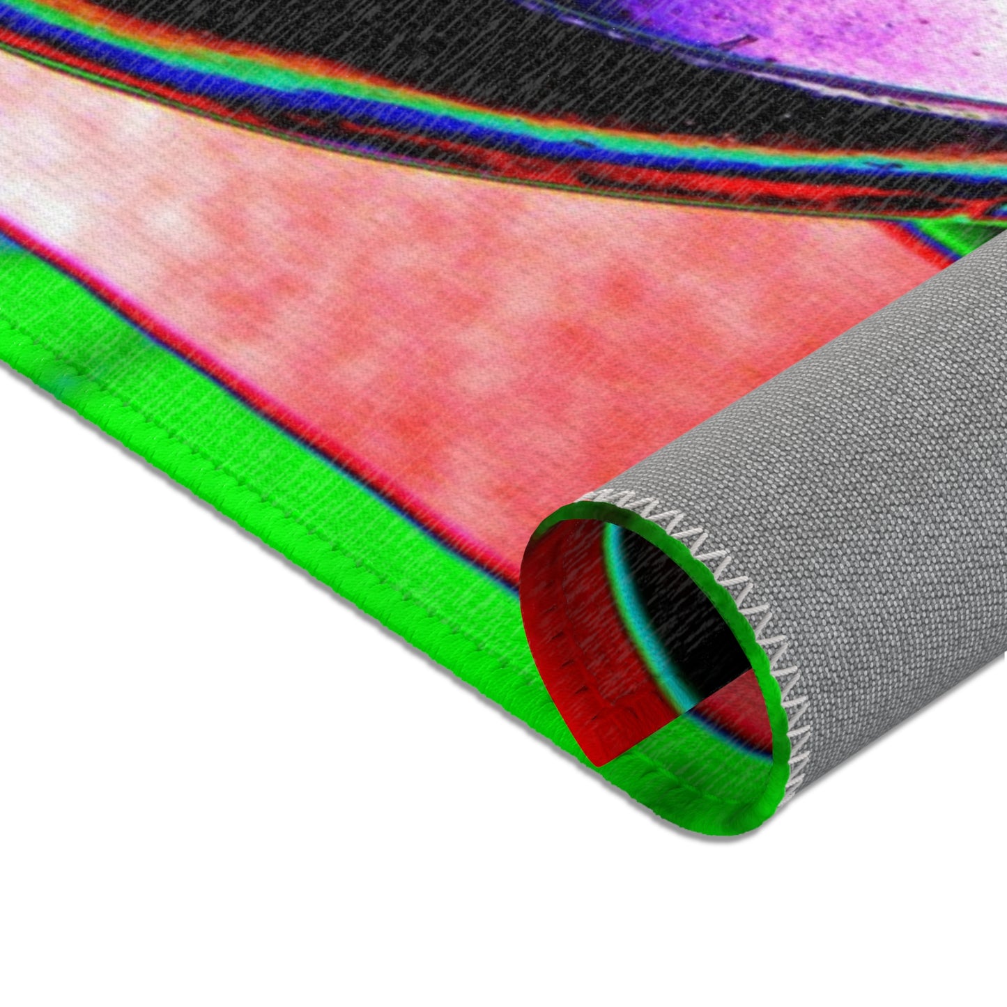 Neon Soccer Art Area Rug — Vibrant Psychedelic Football Decor