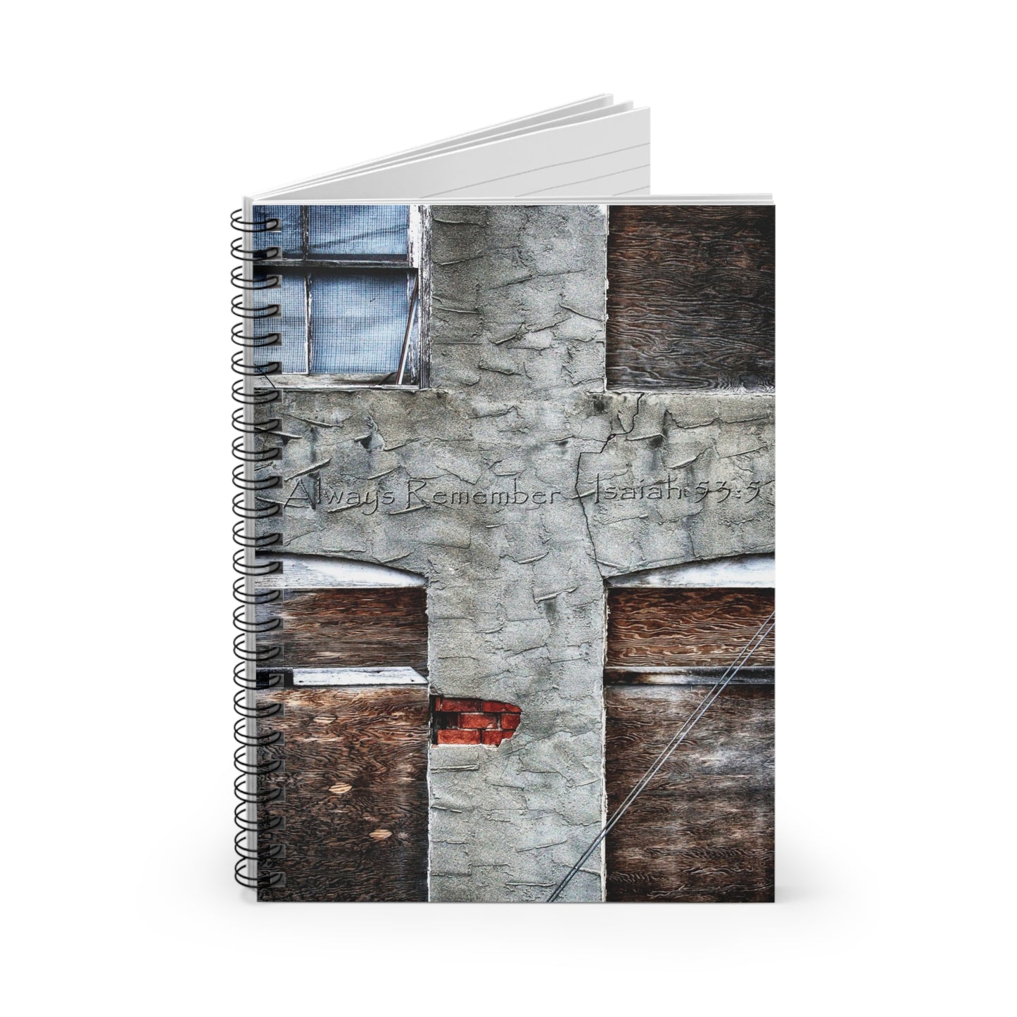 Grunge Window Cross Spiral Notebook — 'Always Remember' Ruled Journal
