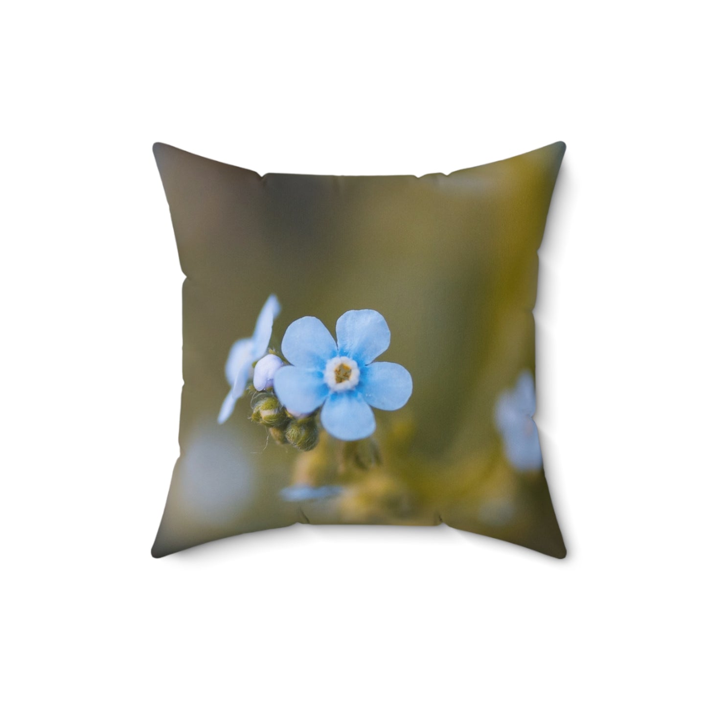 Forget-Me-Not Floral Throw Pillow — Blue Wildflower Decorative Cushion