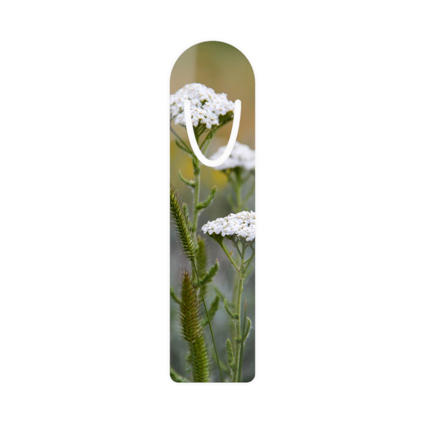 Floral Yarrow Bookmark — Nature Photo Metal Bookmark with White Loop Accent