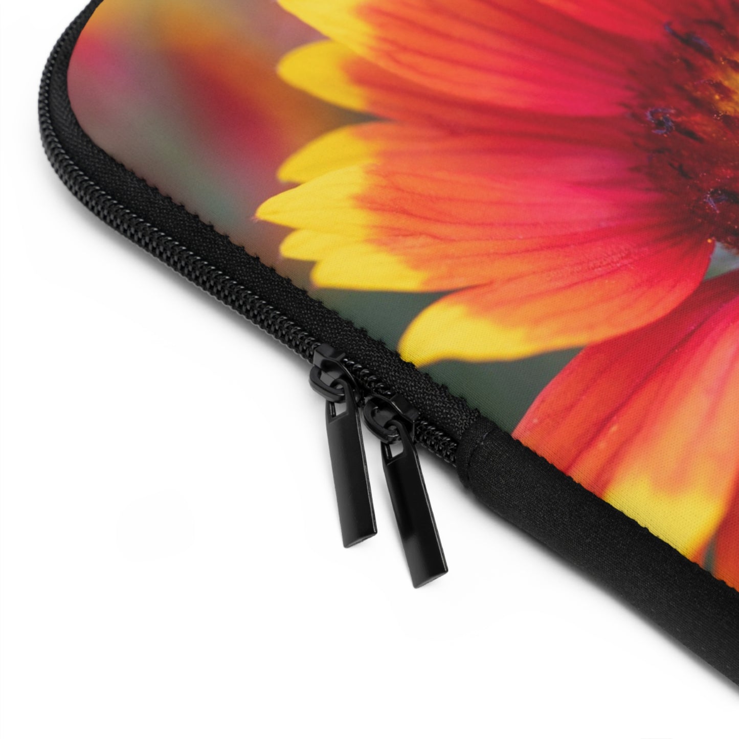 Floral Gaillardia Laptop Sleeve — Bright Red & Yellow Wildflower Protective Case