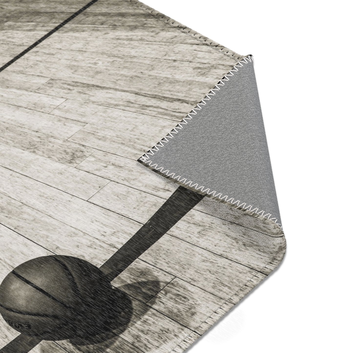Basketball Court Area Rug — Sepia Gym Floor Decor