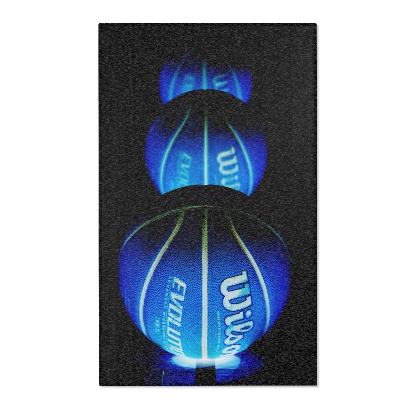 Blue Glow Basketball Area Rug — Wilson Logo Sports Room Accent Rug