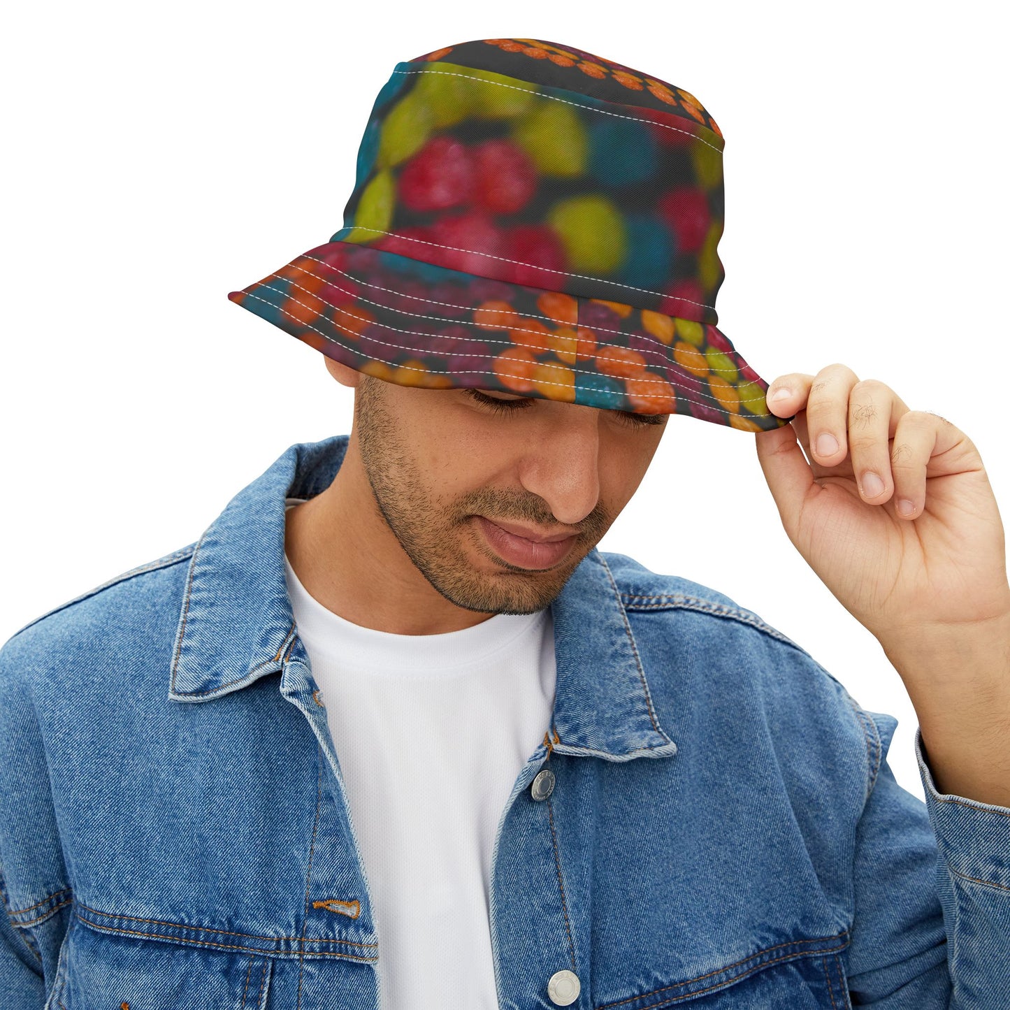 Colorful Bokeh Bucket Hat — Vibrant All-Over Print Fashion Accessory