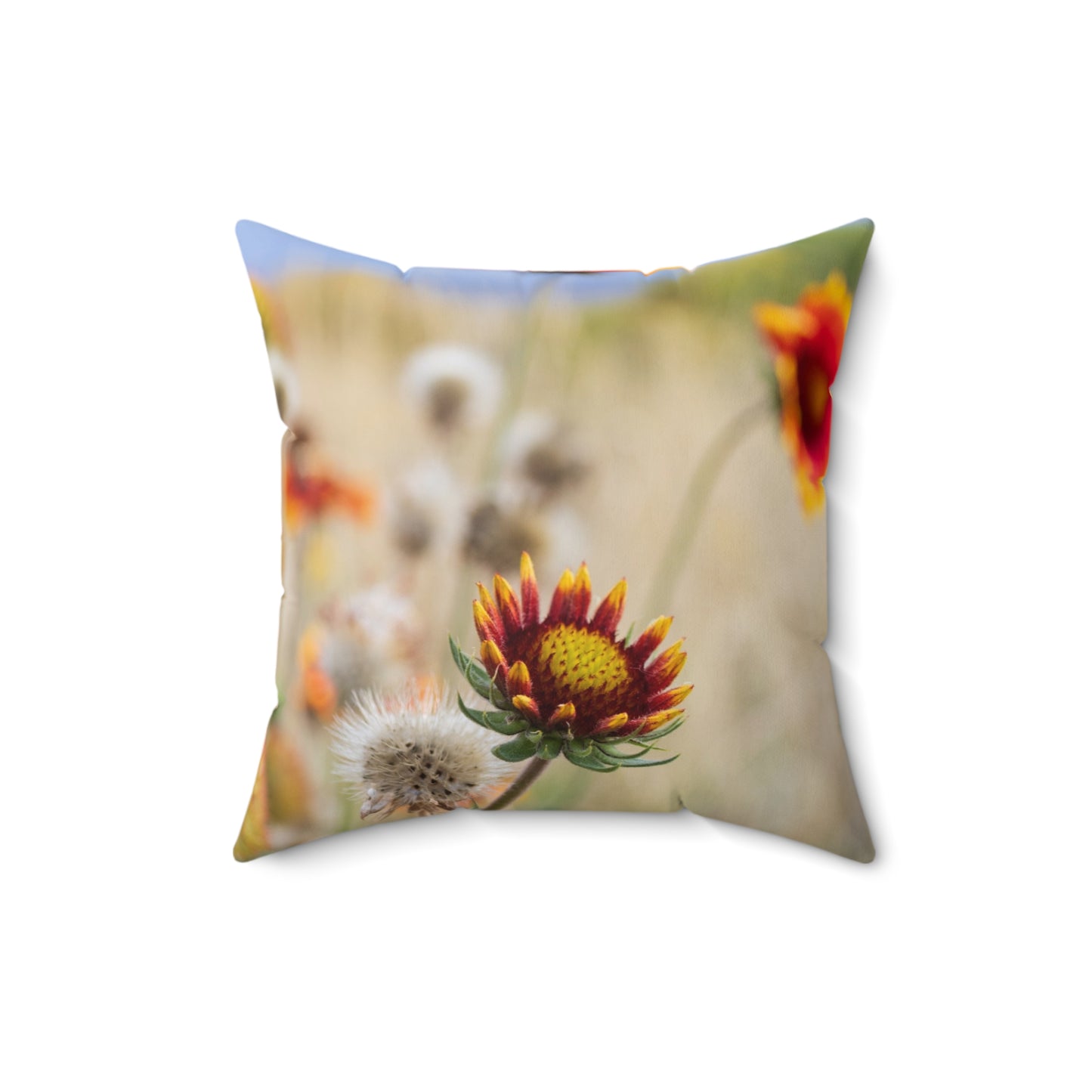 Wildflower Photo Throw Pillow — Gaillardia Garden Floral Accent Cushion