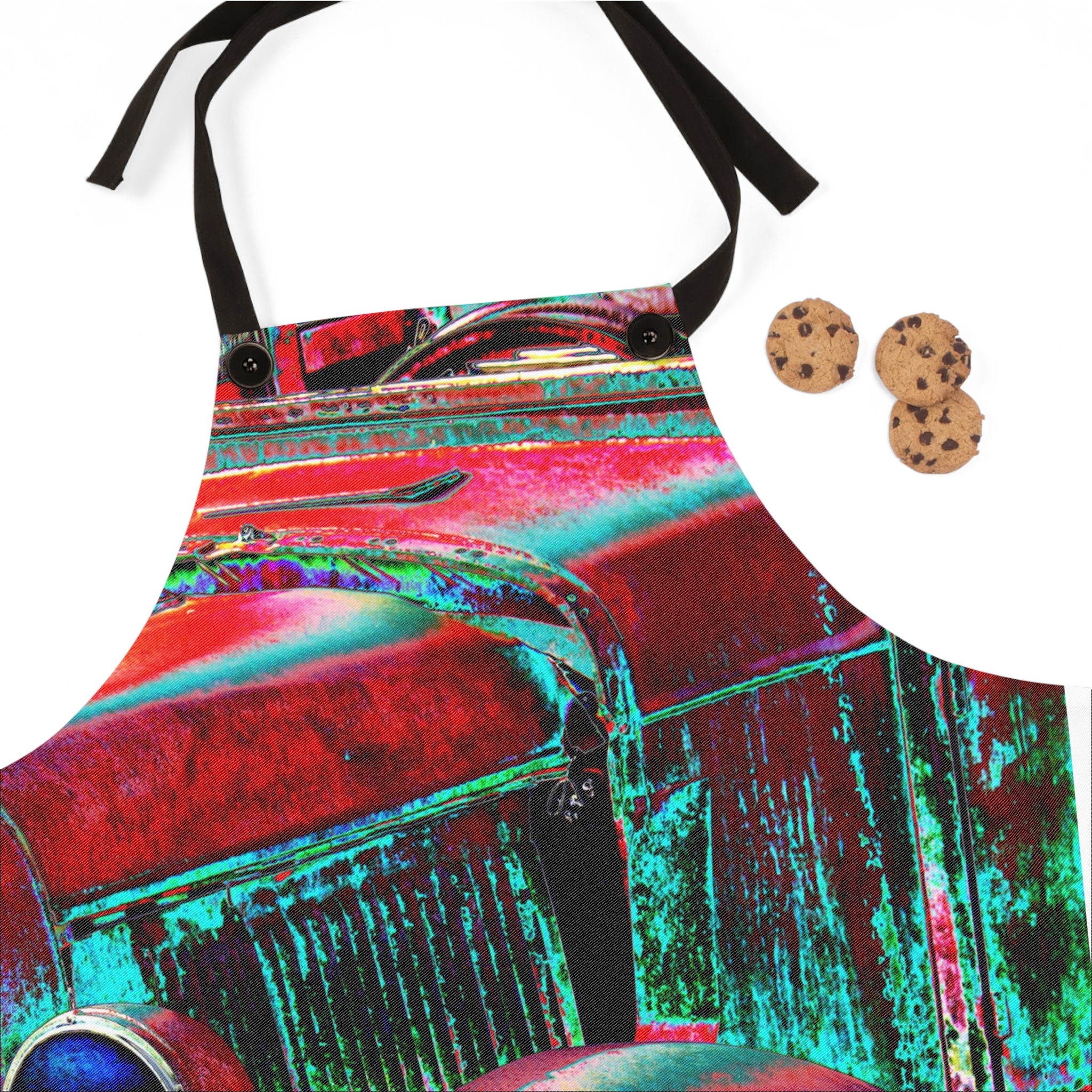 Vintage Car Apron, Retro Cooking Gift, Kitchen Chef Apron, Gifts for Him, BBQ Apron, Car Enthusiast Gift, Colorful Cooking Gear