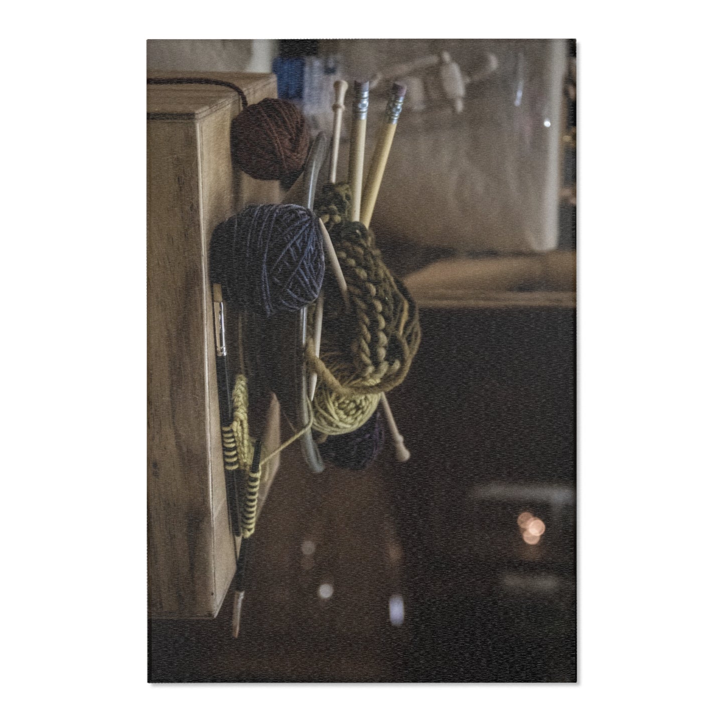 Knitted Yarn & Needles Area Rug - Cozy Crafting Home Decor