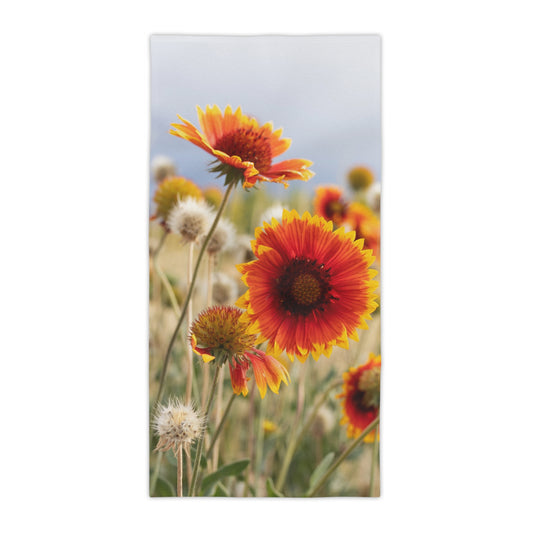Sunburst Gaillardia Beach Towel — Vibrant Wildflower Floral Summer Towel