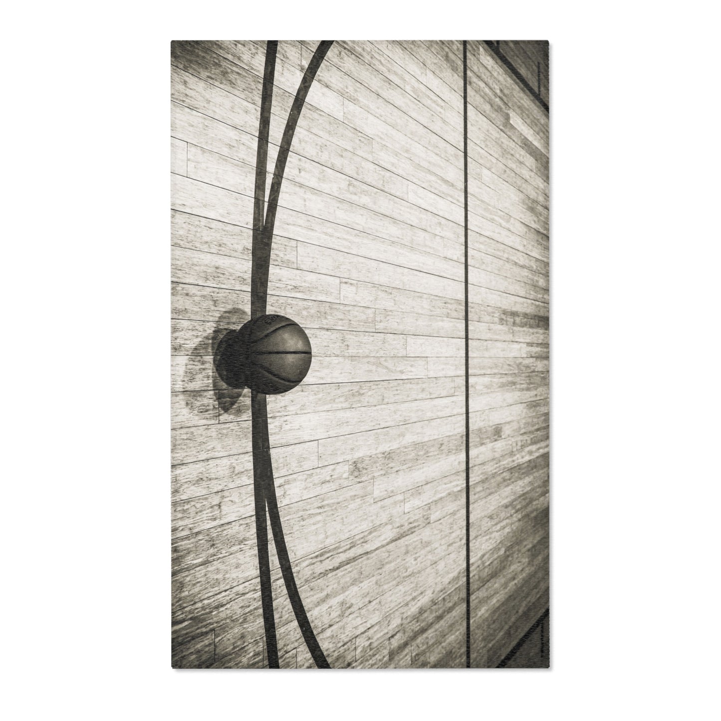 Basketball Court Area Rug — Sepia Gym Floor Decor