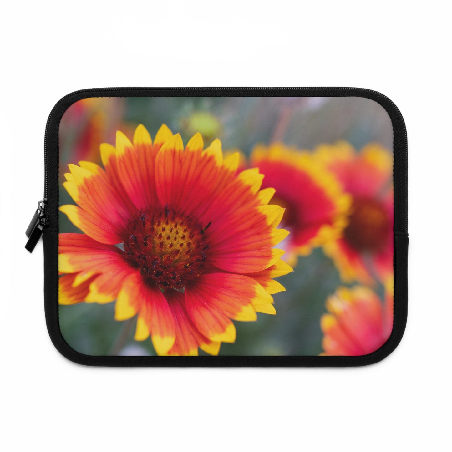 Floral Gaillardia Laptop Sleeve — Bright Red & Yellow Wildflower Protective Case