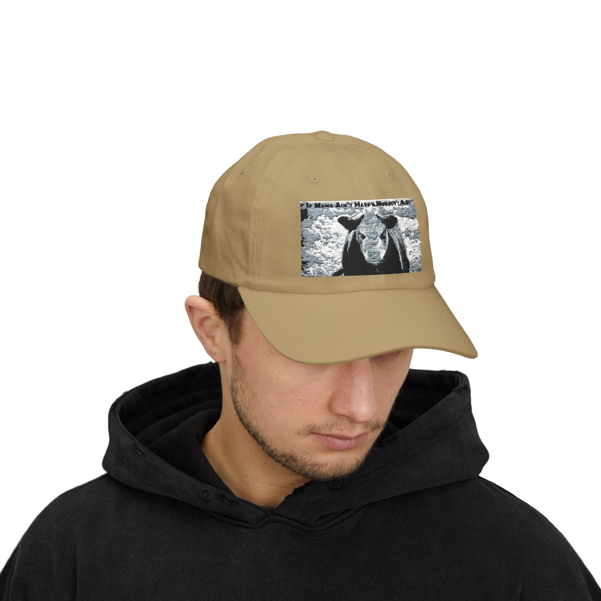 Cow Mom Classic Dad Cap, Funny Gift for Animal Lovers, Adjustable White Hat, Farm Life Accessory, Mother's Day Gift Idea