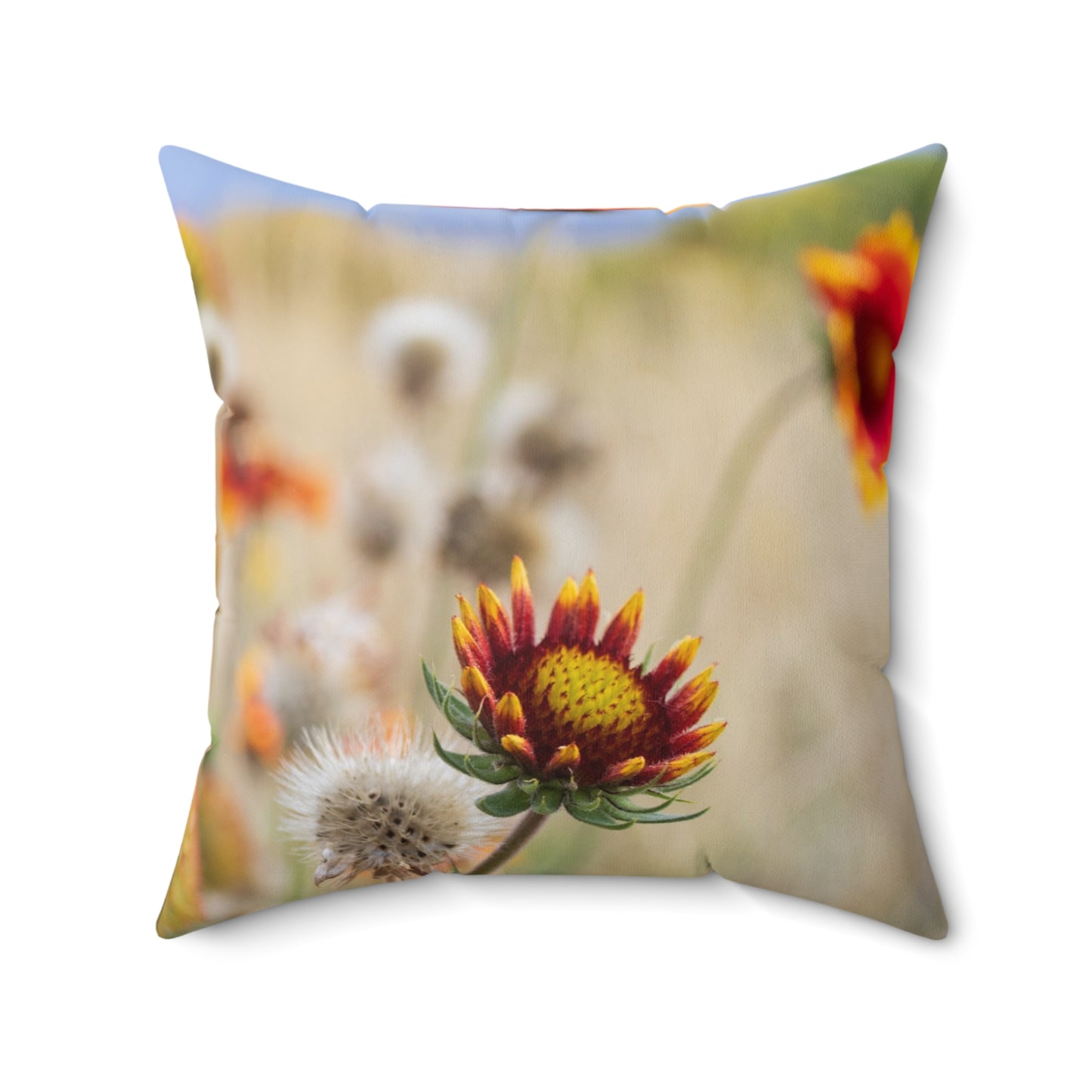 Wildflower Photo Throw Pillow — Gaillardia Garden Floral Accent Cushion