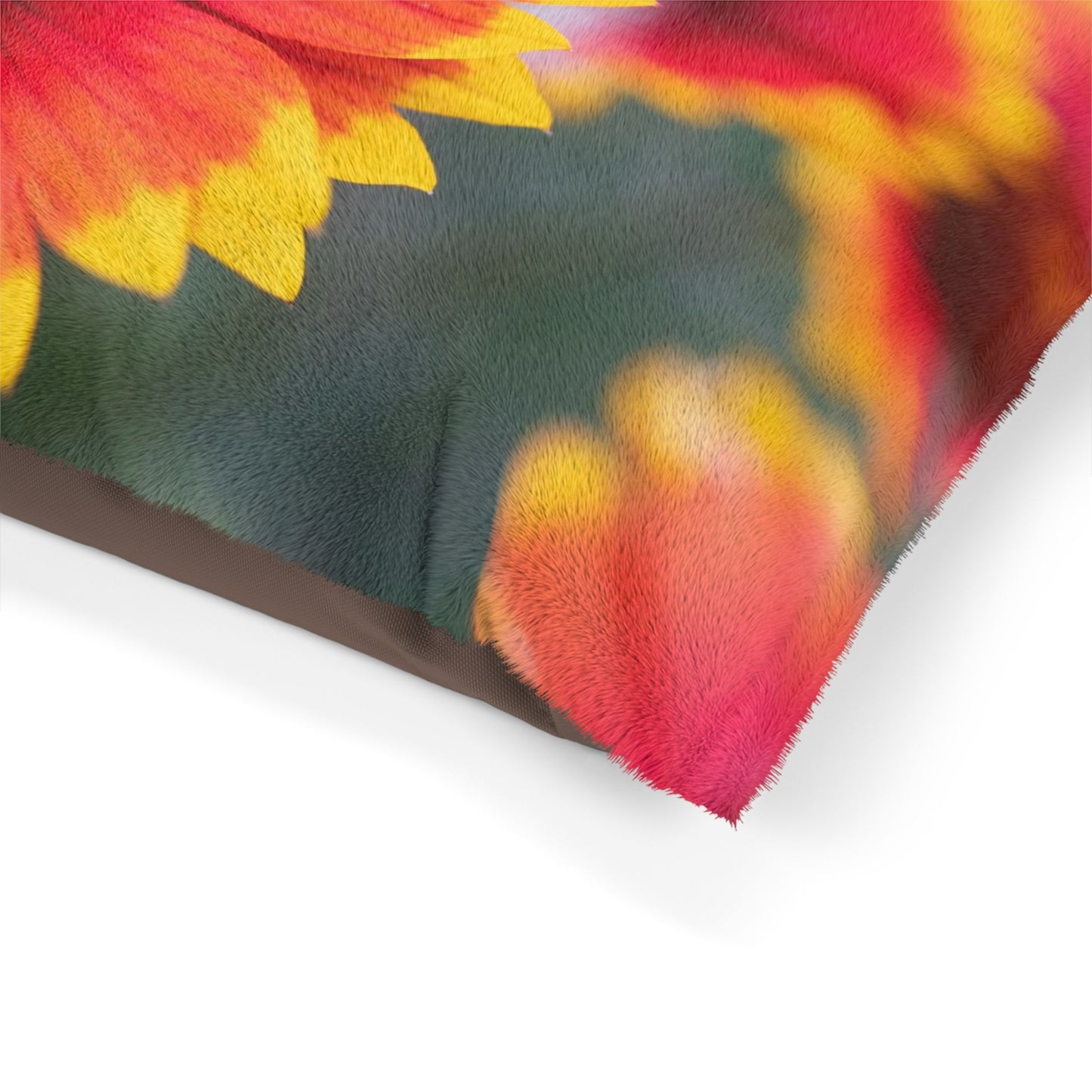 Floral Sunflower Pet Bed — Plush Red & Yellow Blanket for Dogs & Cats