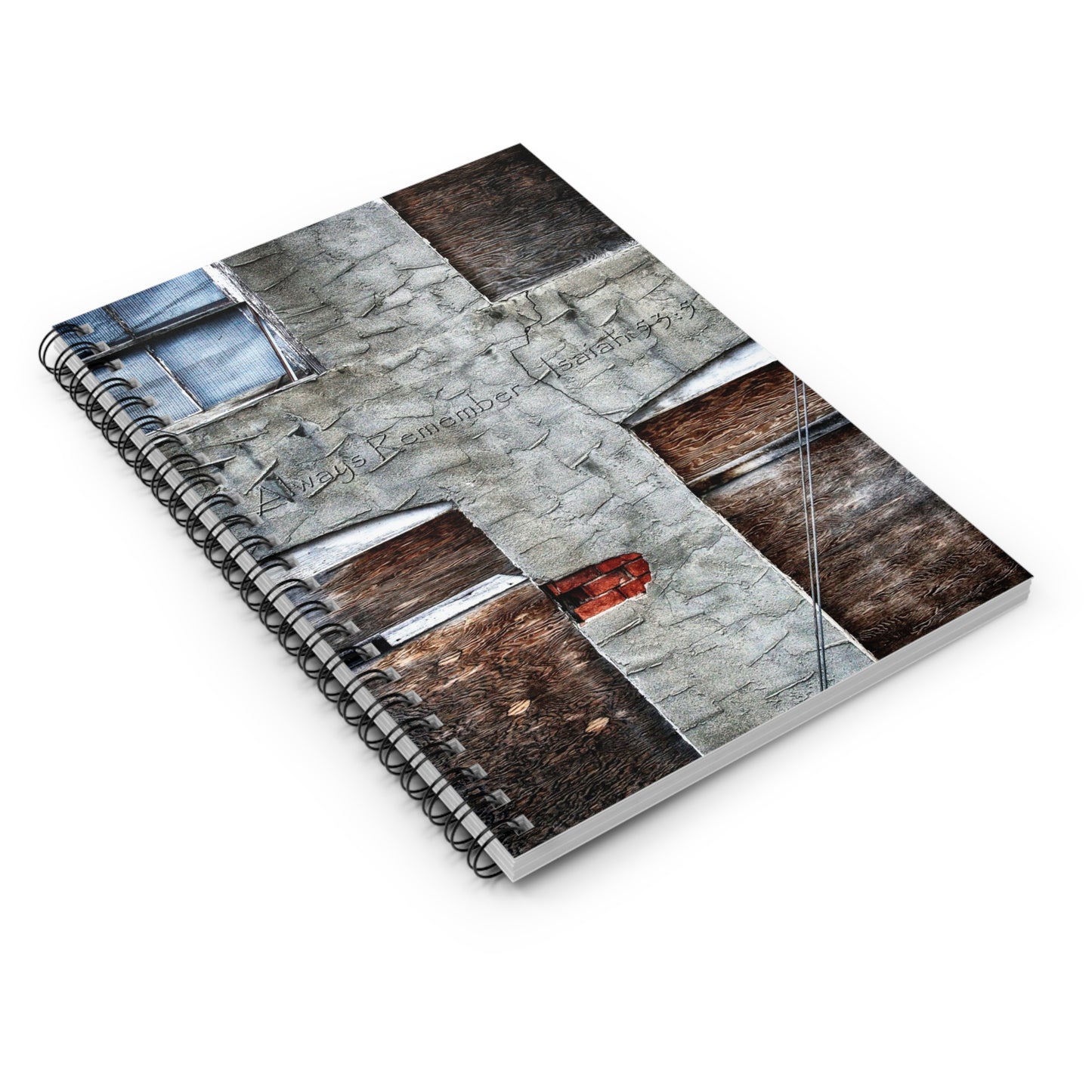 Grunge Window Cross Spiral Notebook — 'Always Remember' Ruled Journal