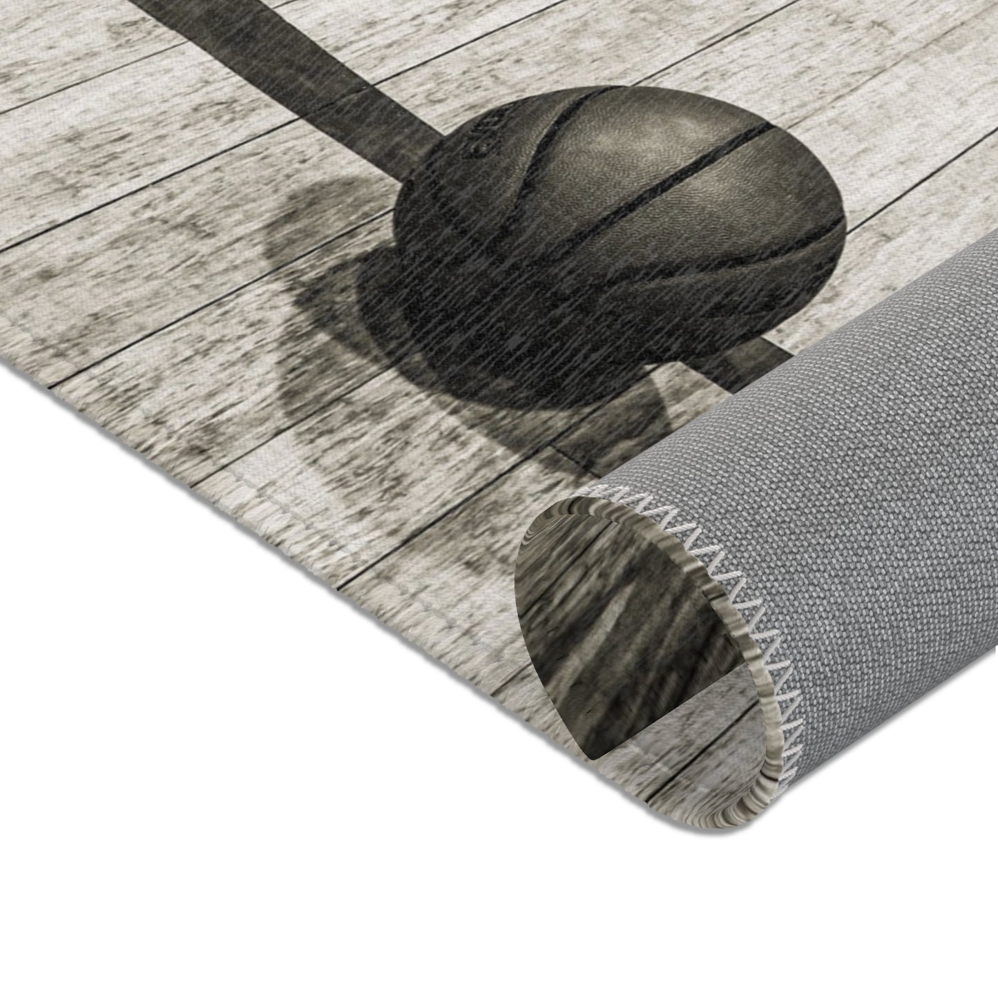 Basketball Court Area Rug — Sepia Gym Floor Decor