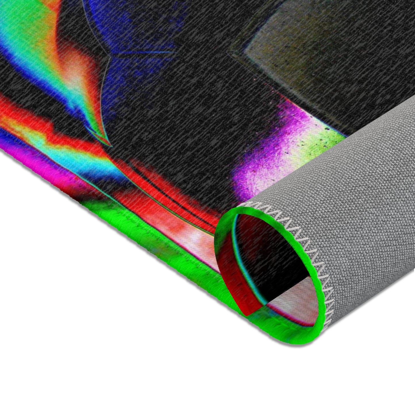 Neon Soccer Art Area Rug — Vibrant Psychedelic Football Decor