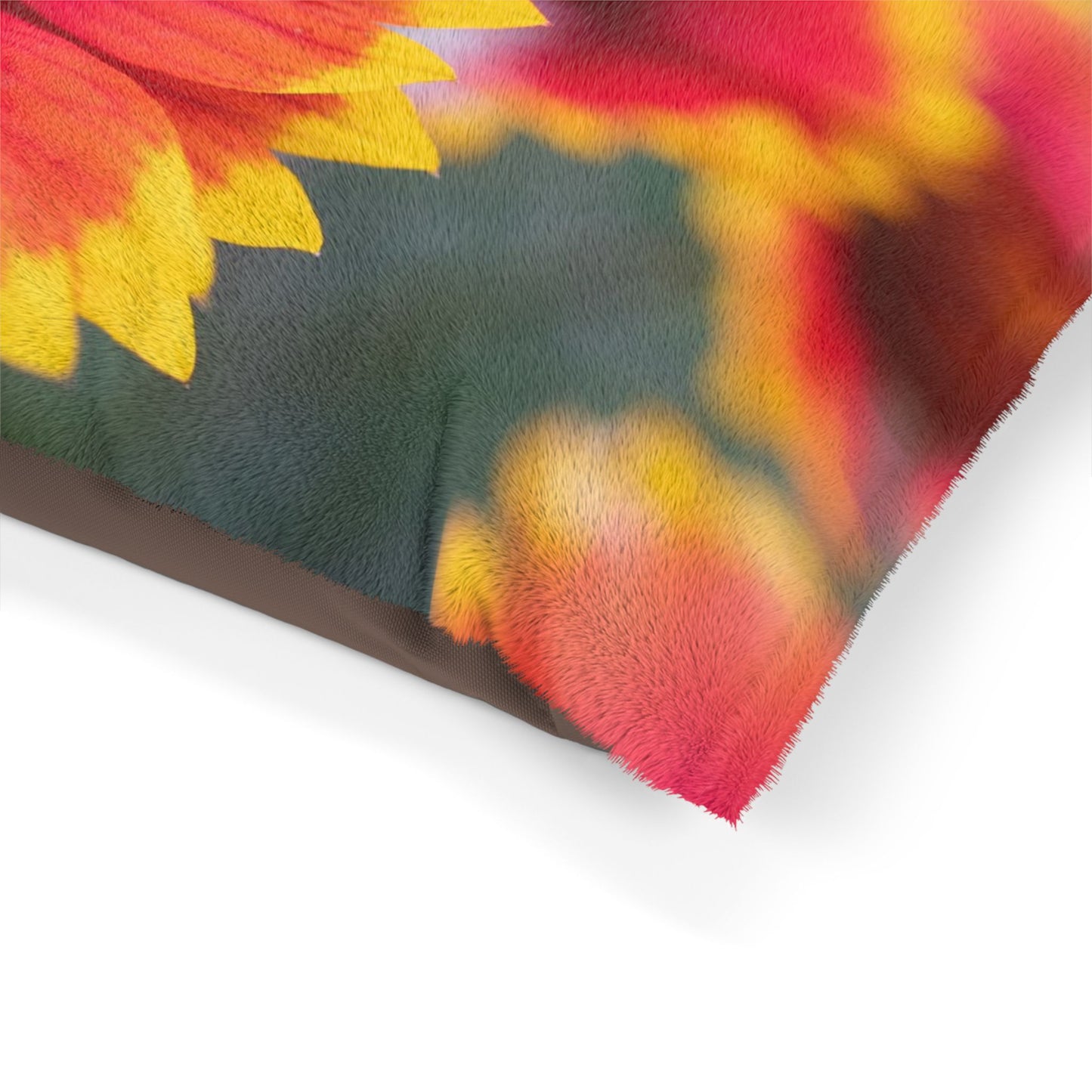 Floral Sunflower Pet Bed — Plush Red & Yellow Blanket for Dogs & Cats