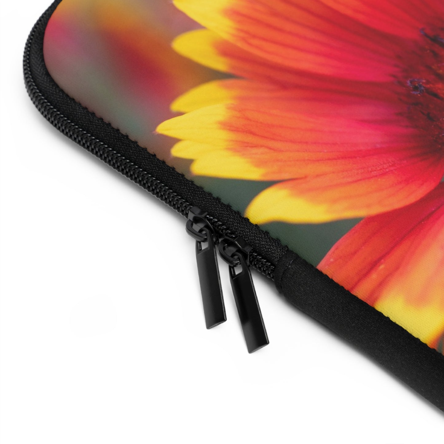 Floral Gaillardia Laptop Sleeve — Bright Red & Yellow Wildflower Protective Case