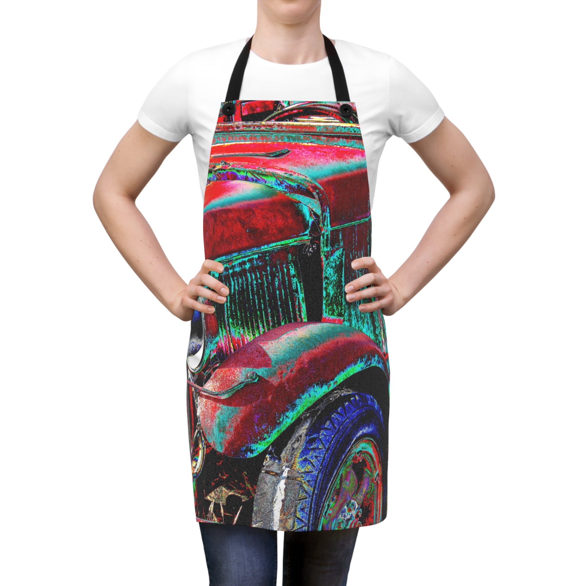Vintage Car Apron, Retro Cooking Gift, Kitchen Chef Apron, Gifts for Him, BBQ Apron, Car Enthusiast Gift, Colorful Cooking Gear