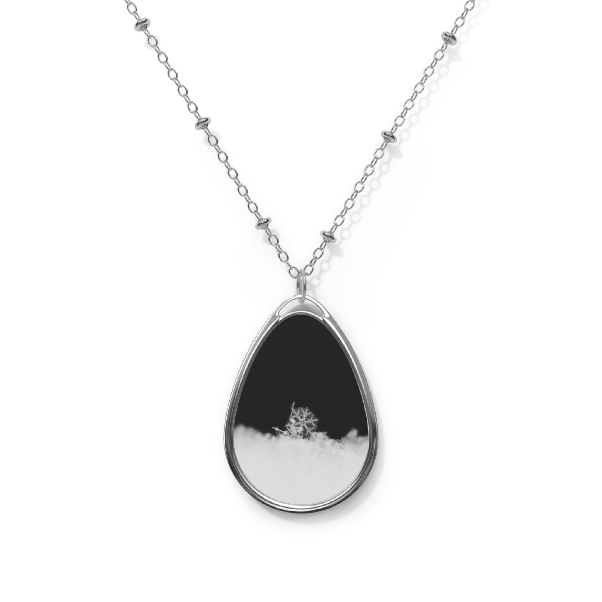 Elegant Oval Snowflake Necklace, Minimalist Jewelry, Personalized Gift, Everyday Wear, Anniversary Present, Unique Accessory