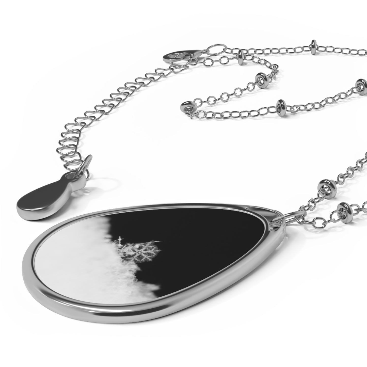 Elegant Oval Snowflake Necklace, Minimalist Jewelry, Personalized Gift, Everyday Wear, Anniversary Present, Unique Accessory