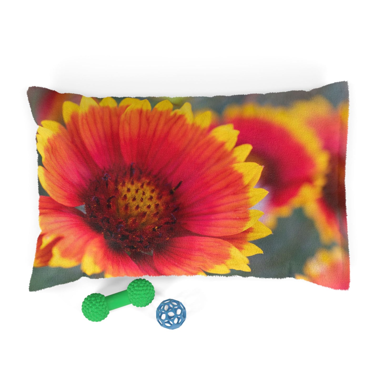 Floral Sunflower Pet Bed — Plush Red & Yellow Blanket for Dogs & Cats