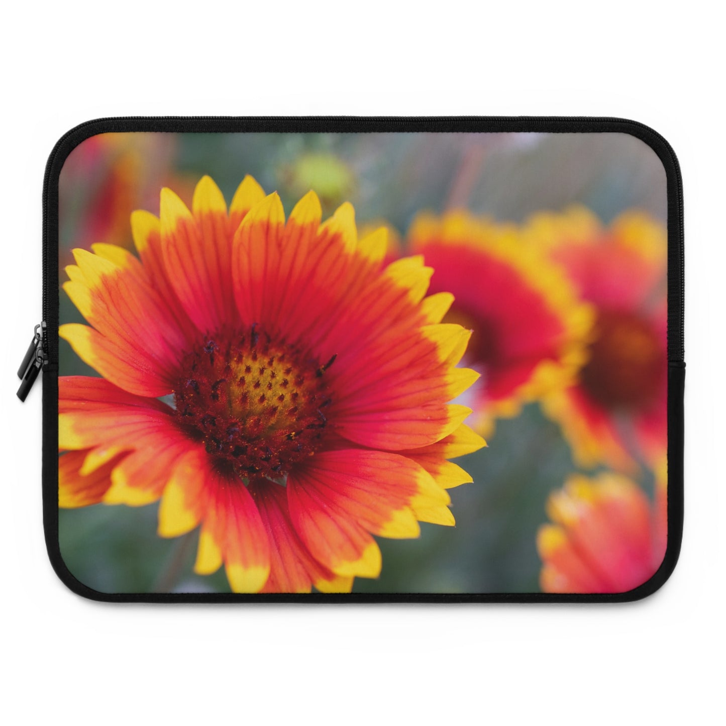 Floral Gaillardia Laptop Sleeve — Bright Red & Yellow Wildflower Protective Case