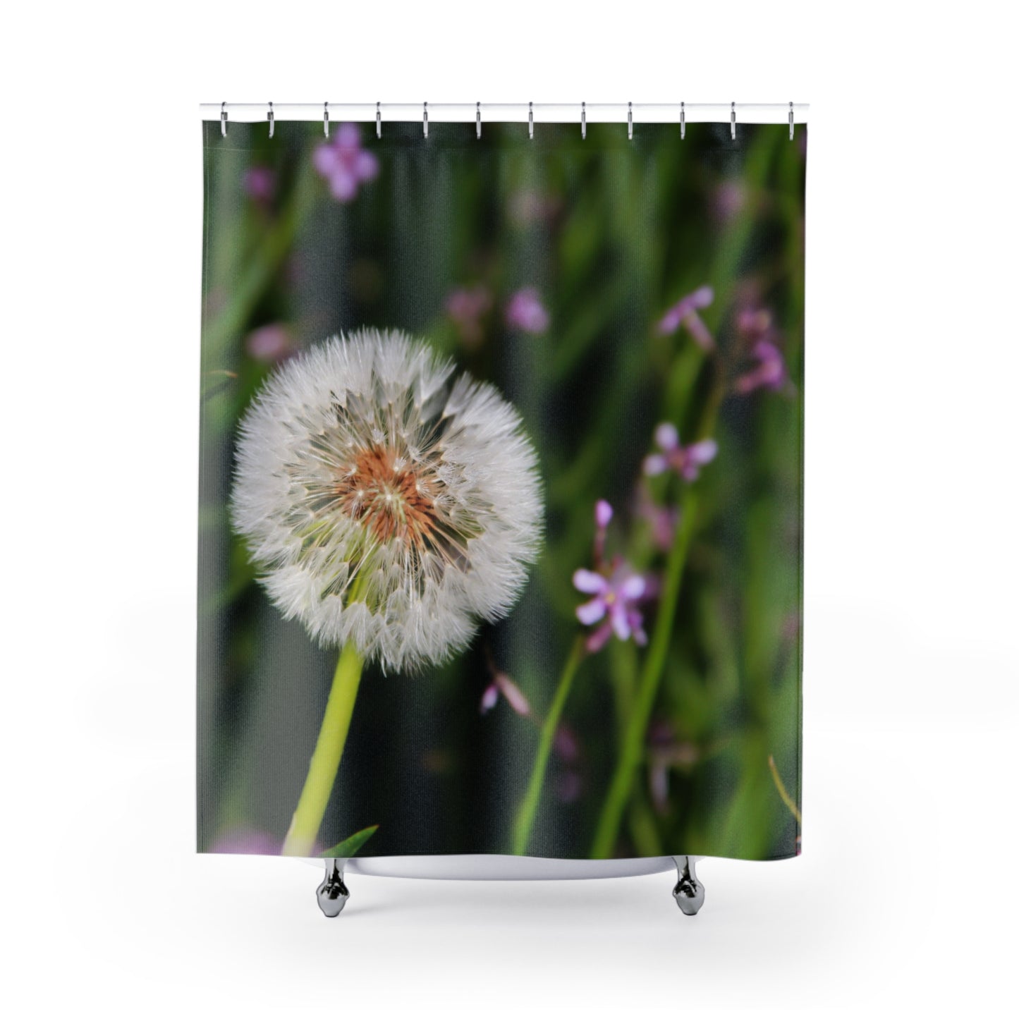 Dandelion Bloom Shower Curtain — Botanical Floral Bathroom Decor
