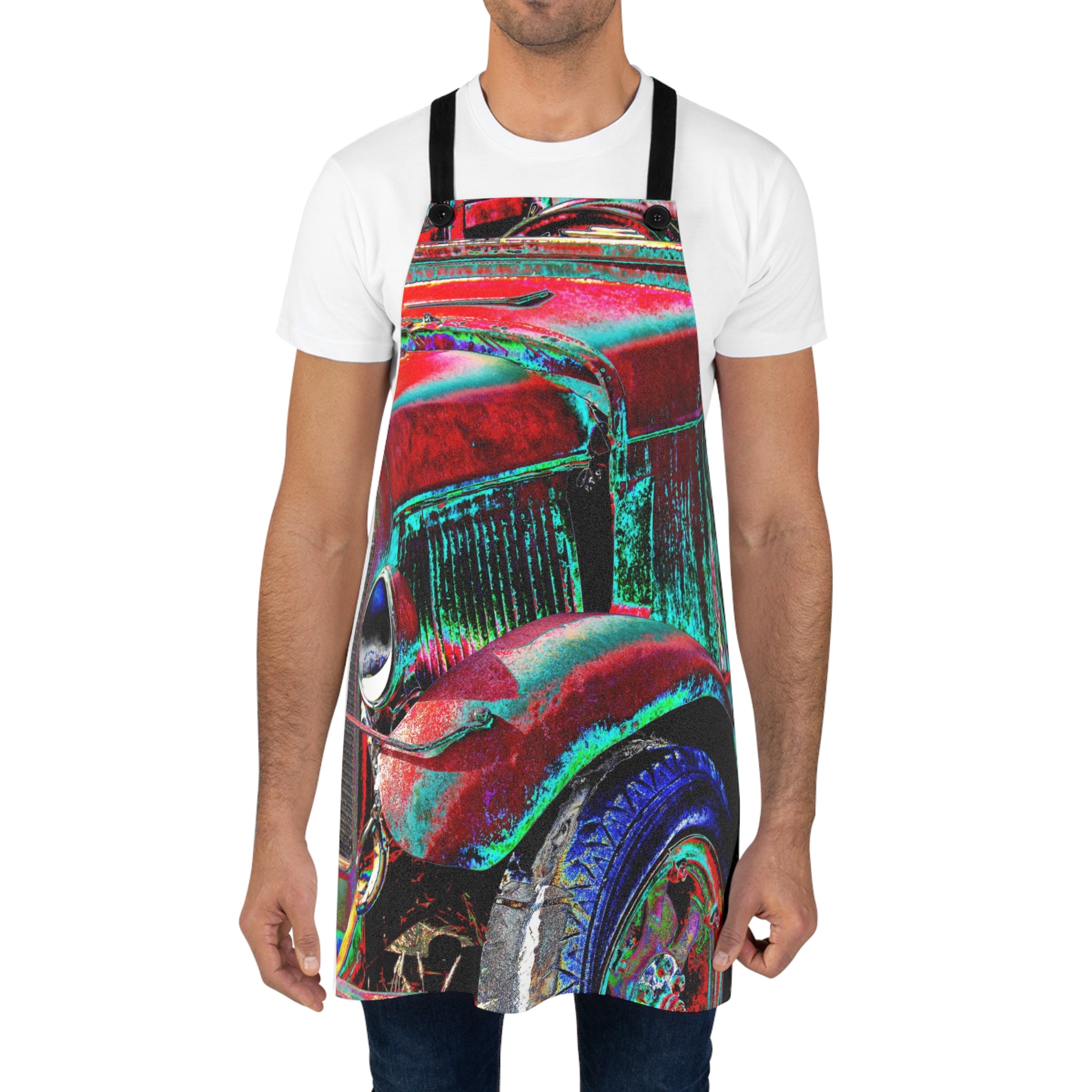 Vintage Car Apron, Retro Cooking Gift, Kitchen Chef Apron, Gifts for Him, BBQ Apron, Car Enthusiast Gift, Colorful Cooking Gear