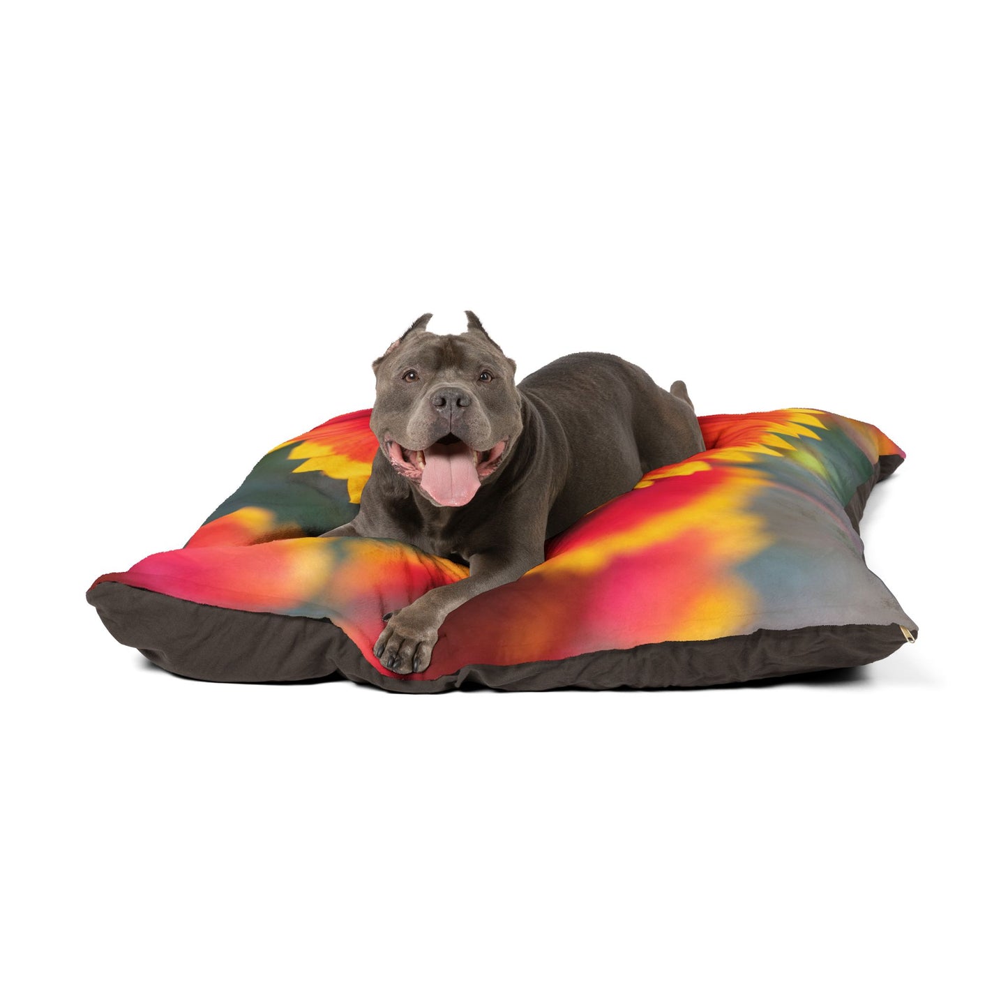 Floral Sunflower Pet Bed — Plush Red & Yellow Blanket for Dogs & Cats