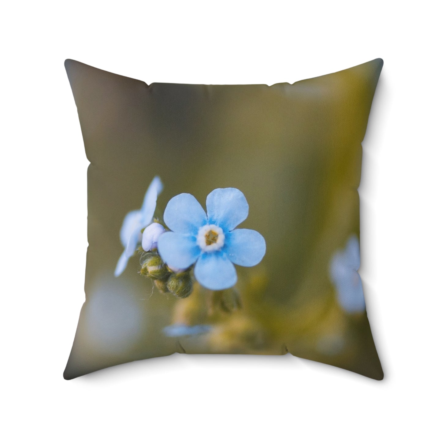 Forget-Me-Not Floral Throw Pillow — Blue Wildflower Decorative Cushion