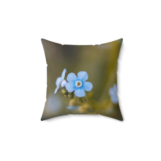 Forget-Me-Not Floral Throw Pillow — Blue Wildflower Decorative Cushion