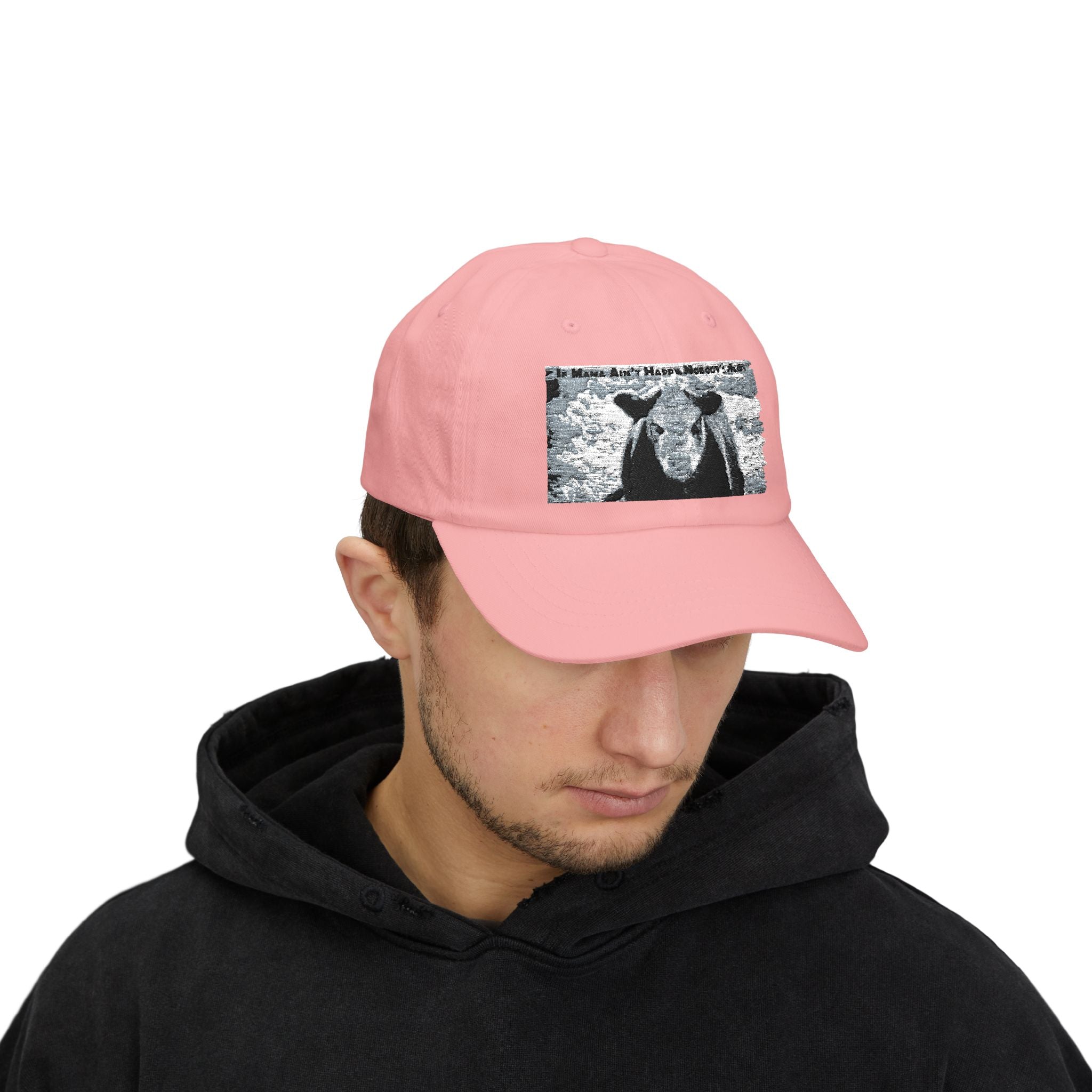 Cow Mom Classic Dad Cap, Funny Gift for Animal Lovers, Adjustable White Hat, Farm Life Accessory, Mother's Day Gift Idea