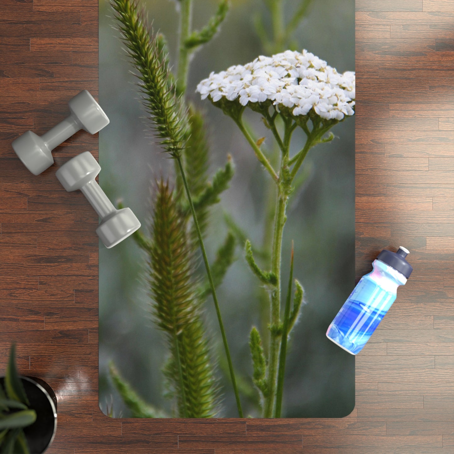 Wildflower Rubber Yoga Mat — White Yarrow Botanical Design