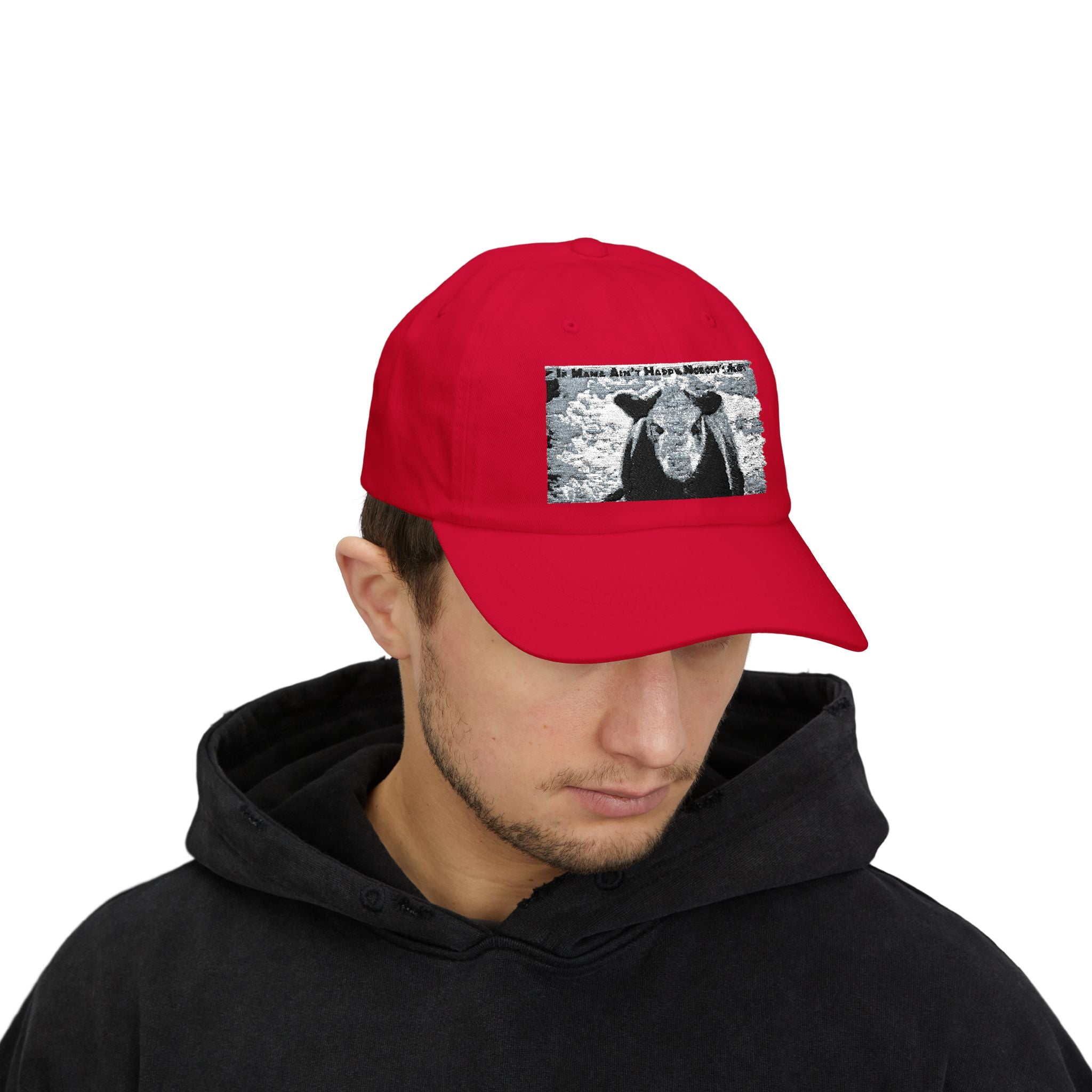 Cow Mom Classic Dad Cap, Funny Gift for Animal Lovers, Adjustable White Hat, Farm Life Accessory, Mother's Day Gift Idea