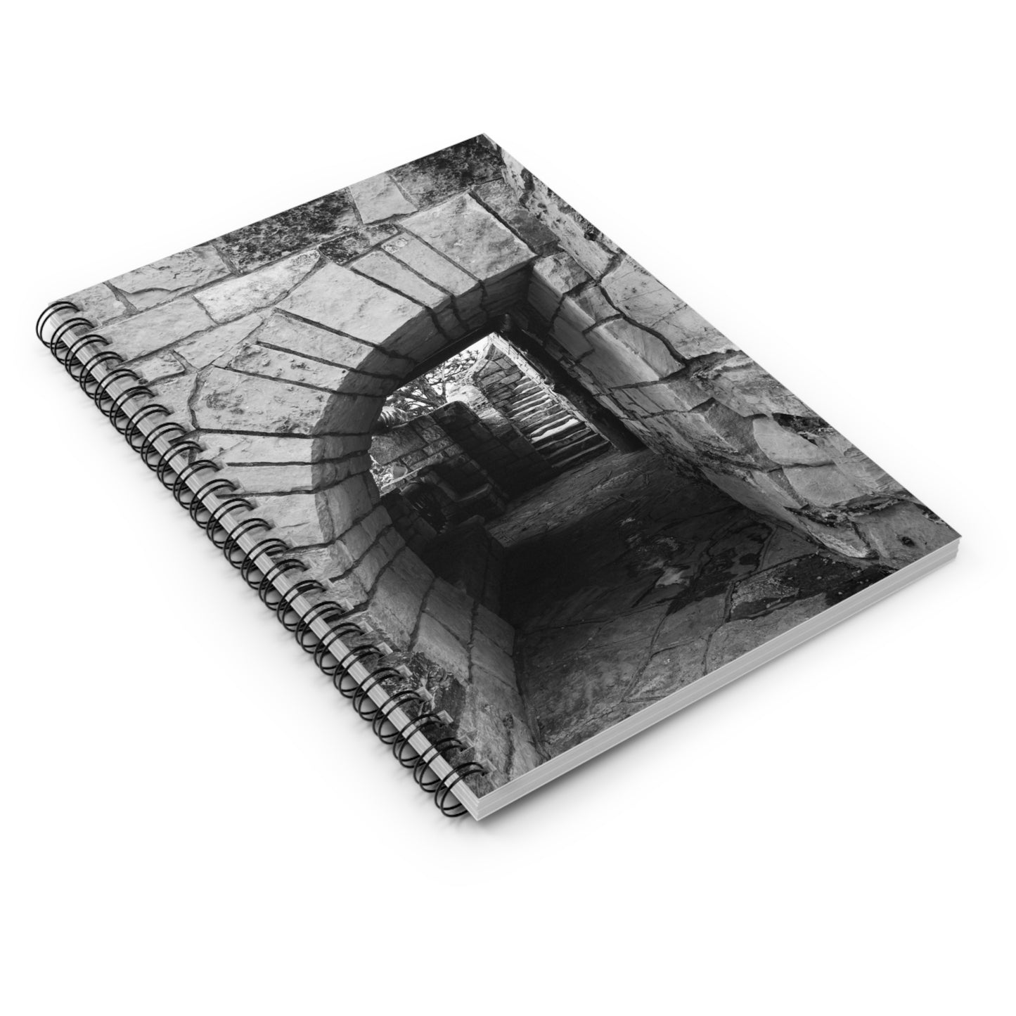 Castle Archway Spiral Notebook — Black & White Ancient Stone Ruins Journal